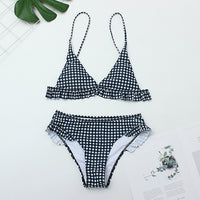 Plaid Ruffles Padded bikini set